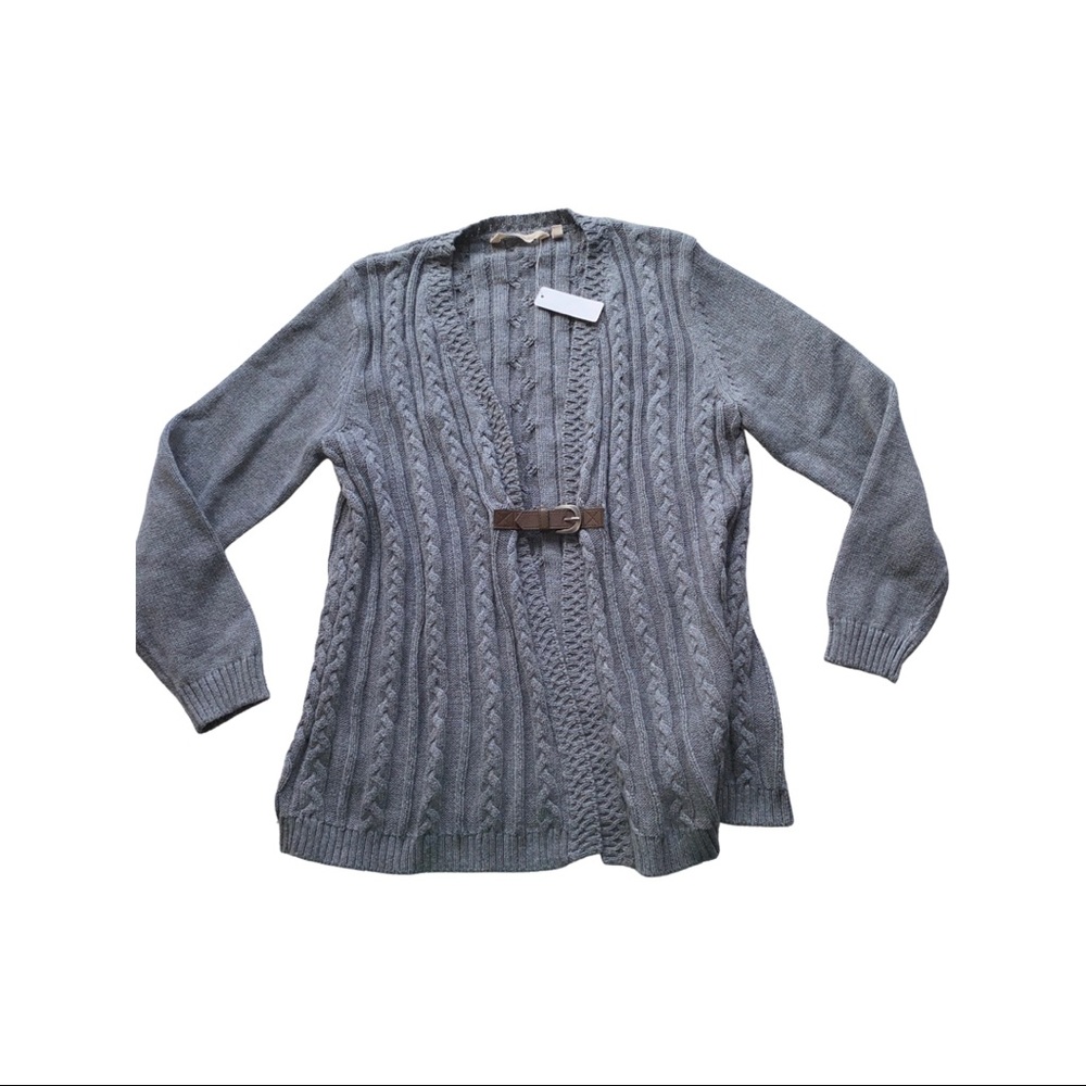 Soft Surroundings Sweater Cable Knit Open Cardigan